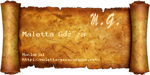 Maletta Géza névjegykártya