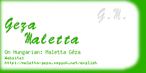 geza maletta business card