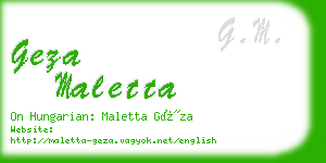 geza maletta business card